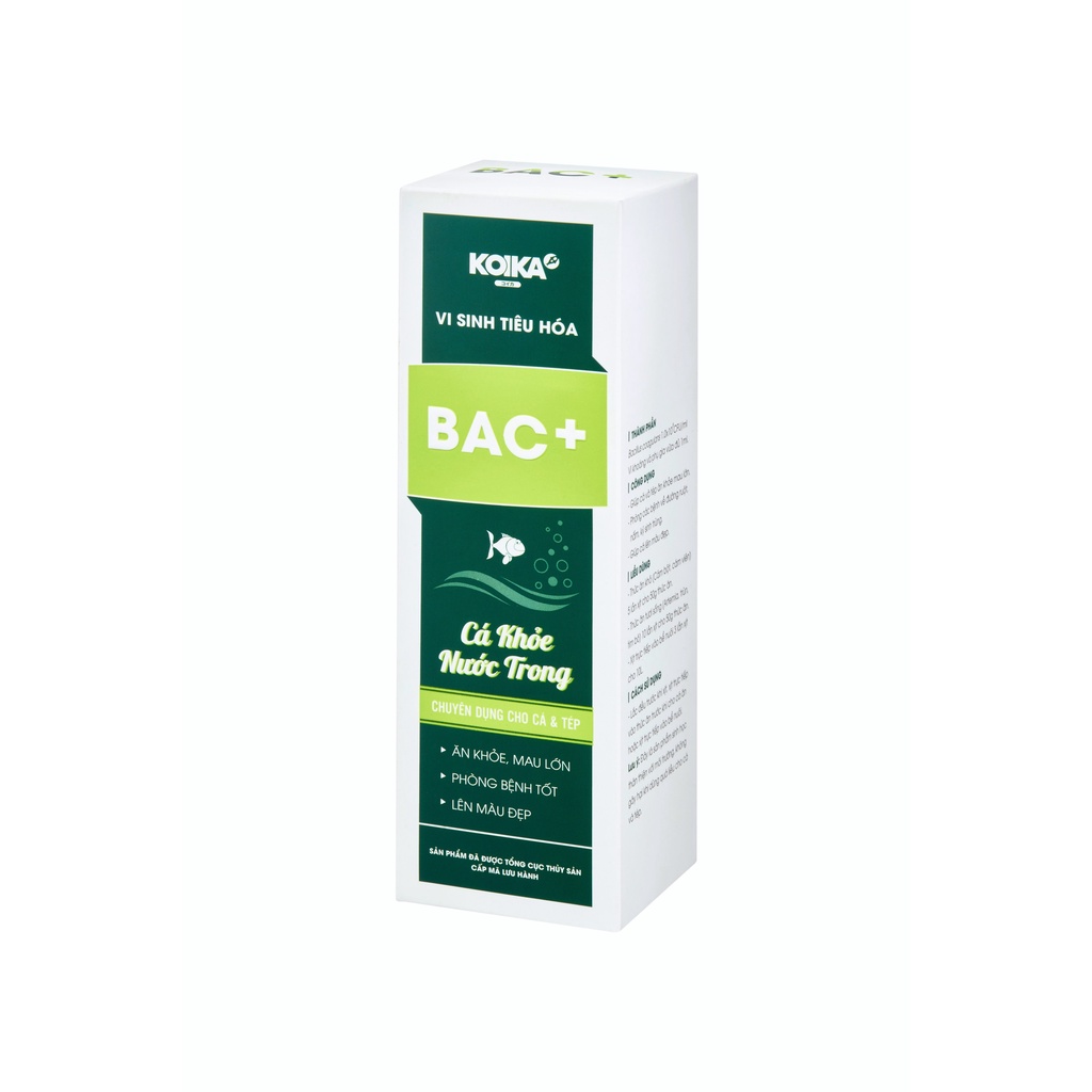 Koika BAC+ Vi sinh hỗ trợ tiêu hoá chuyên dùng cho cá bảy màu, betta, tép kiểng
