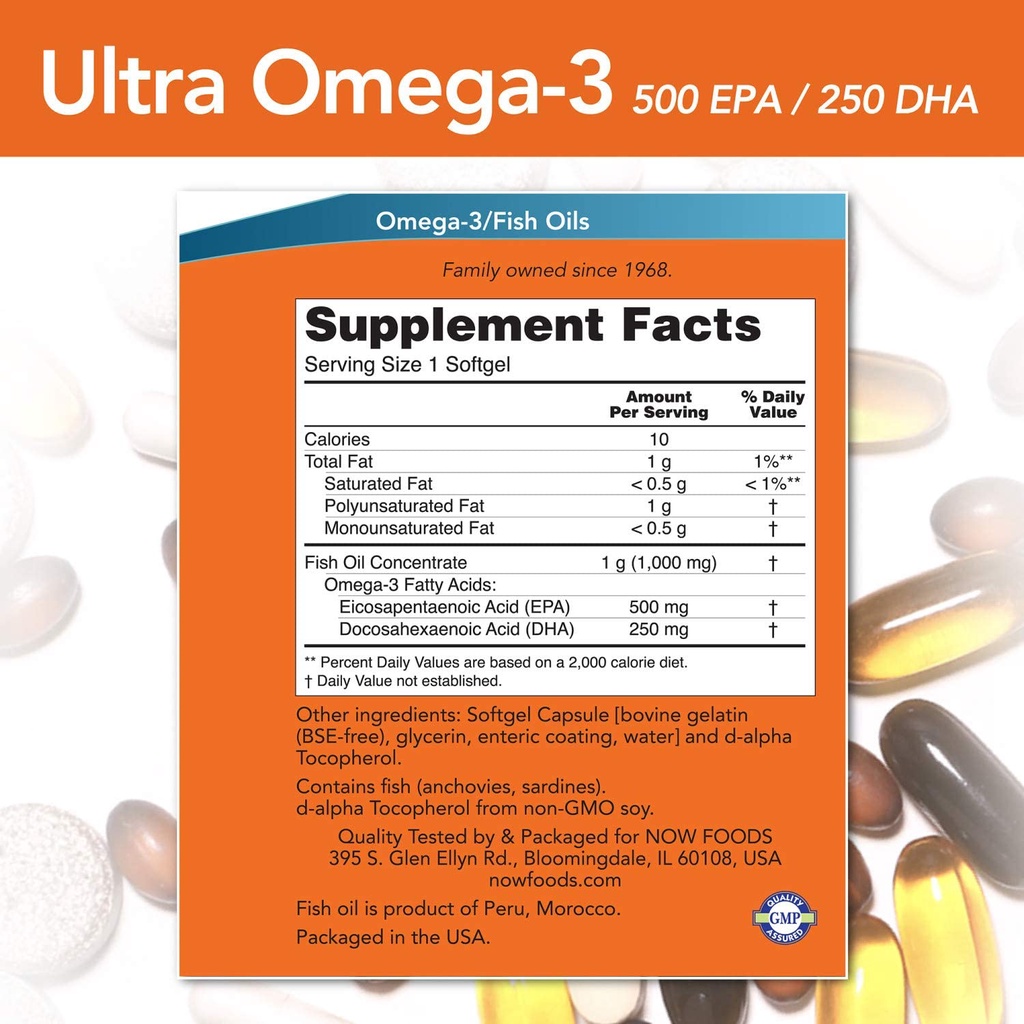 Ultra Omega 3 | Now Ultra Omega 3 [90-180 Viên] - Omega 3 Hàm Lượng Cao - Dầu Cá Vitamin Bổ Mắt Sáng Mắt - Chính Hãng