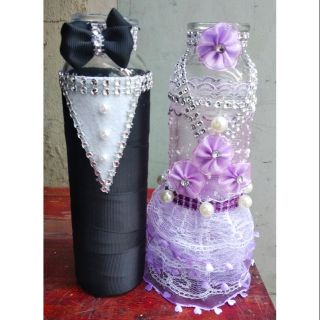 Bình cắm hoa hình cô dâu chú rể Màu tím