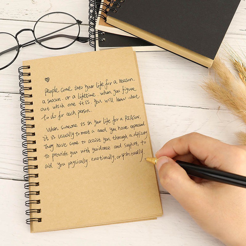 damtb Sổ tay giấy thủ công cuộn lò xo theo phong cách retro dùng để vẽ viết nhật ký