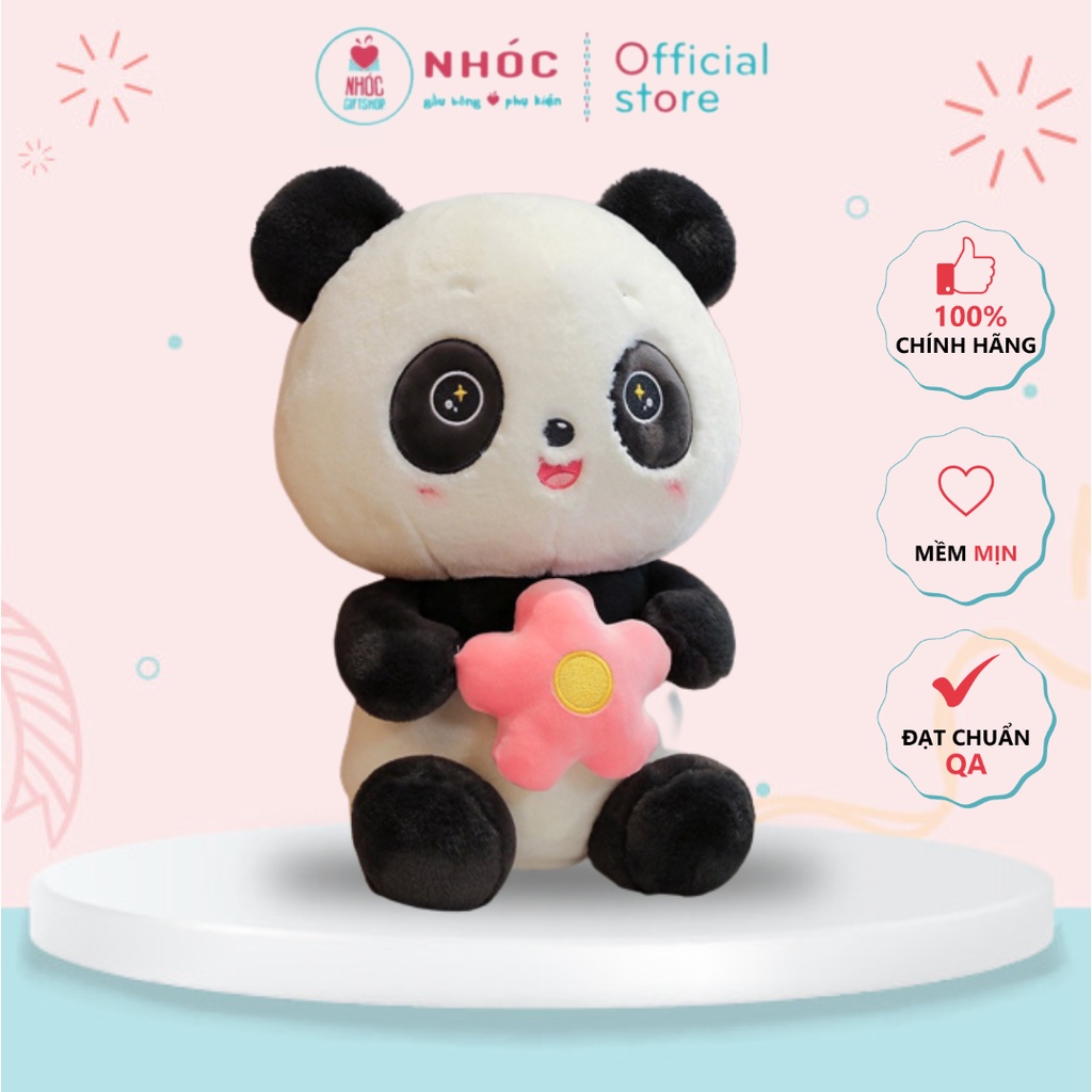 Thú Bông Gấu Trúc Panda Cầm Hoa Lông Xù NHÓC