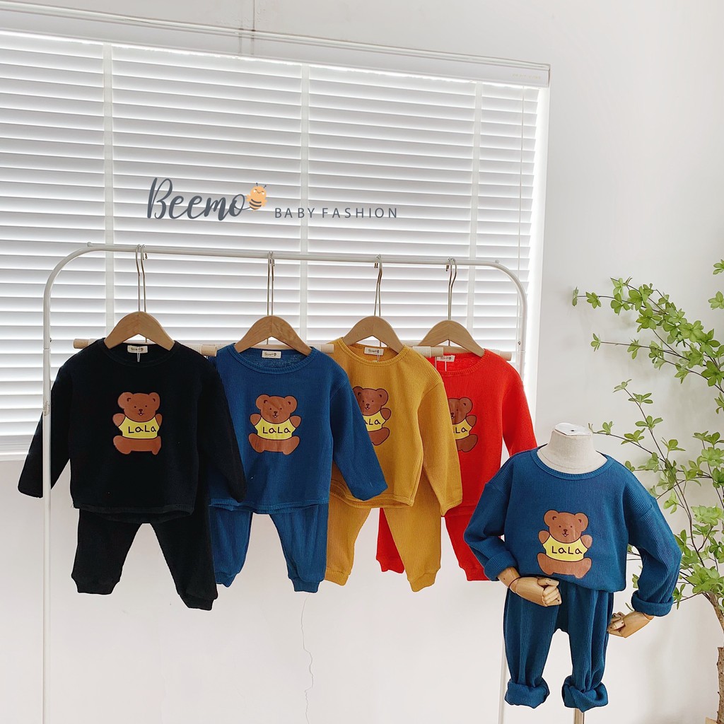 Bộ set quần áo dài tay chất cotton tổ ong mềm mại in hình gấu Lala xinh xắn Corny - 21B184