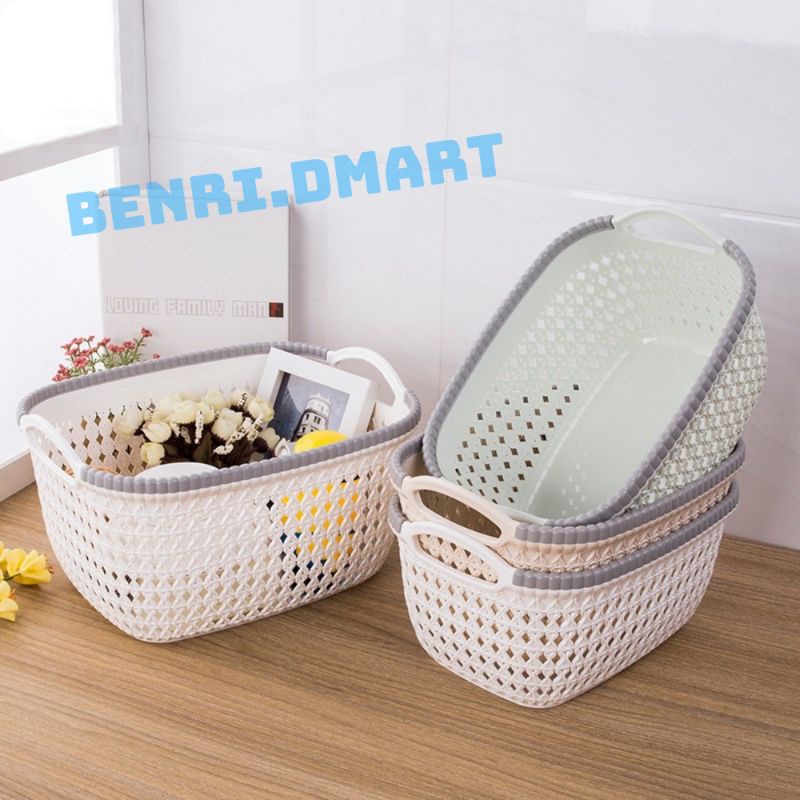 rổ nhựa đựng đồ giả đan mây/giỏ hoa có quai cầm VIỆT NHẬT