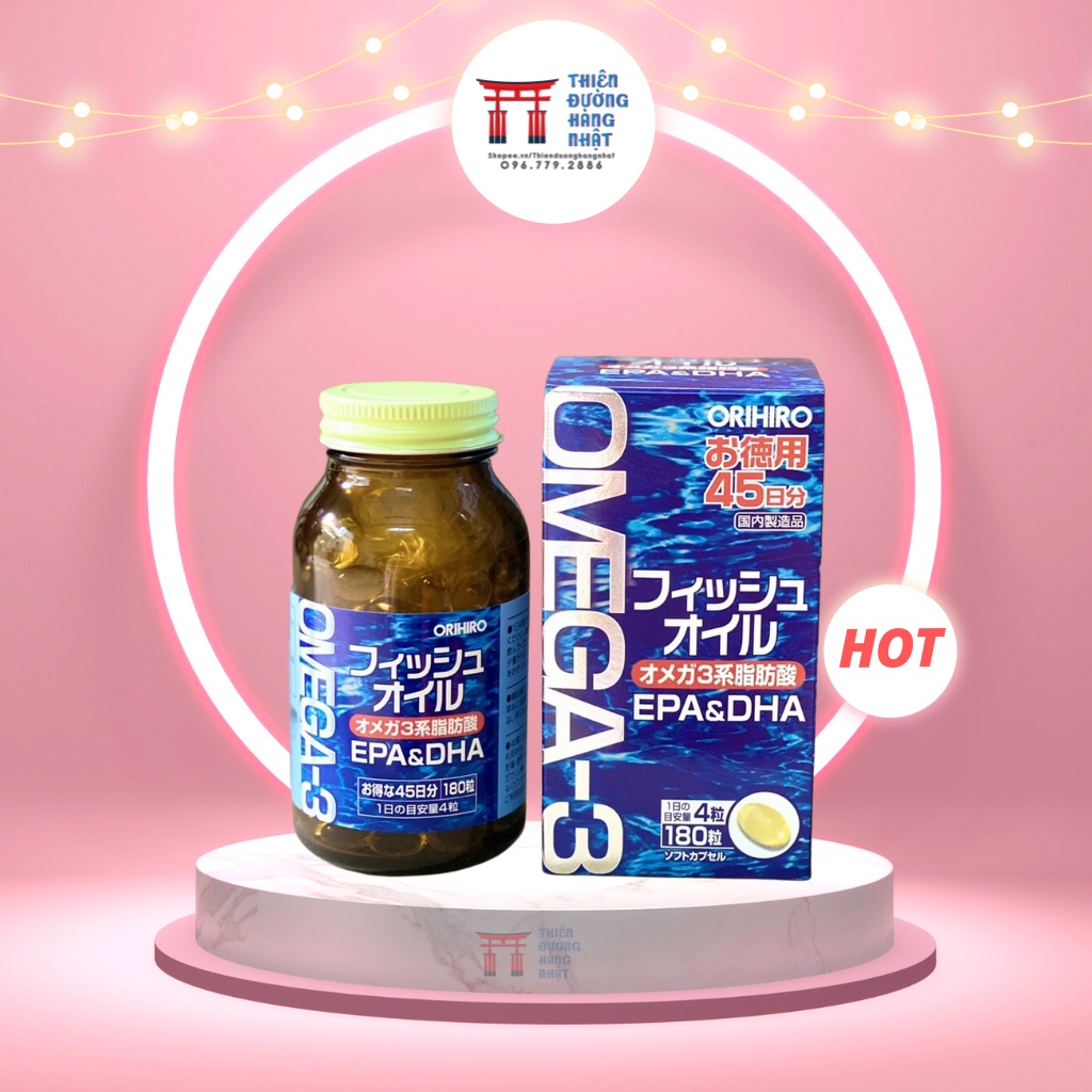 Dầu cá Omega 3 Orihiro Fish Oil tốt cho mắt, tim mạch và não hộp 180 viên Nhật Bản 5/2025
