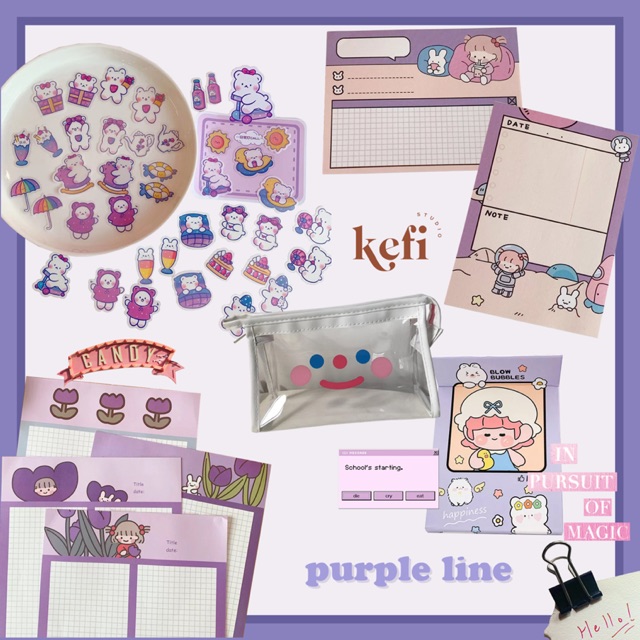 COMBO ĐỒ DÙNG HỌC TẬP - PURPLE PINK BEAR