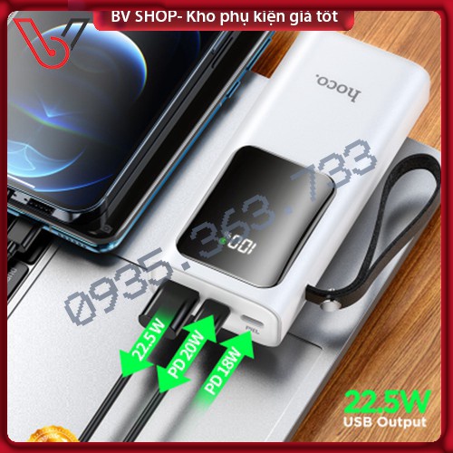 Pin sạc dự phòng 10000mah Hoco J41 Pro sạc nhanh Quick Charger PD 3.0 22.5W nhỏ gọn tiện lợi đèn led sang trọng.