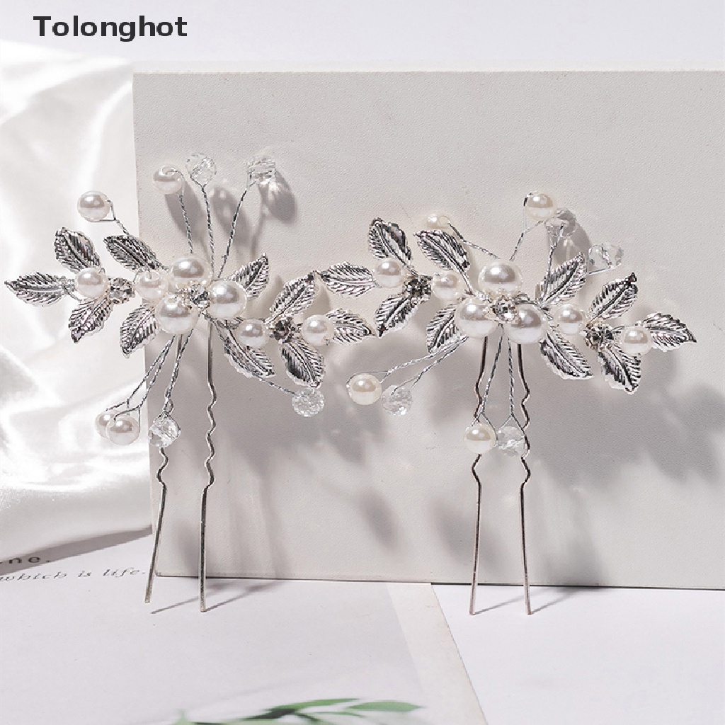 Trâm Cài Tóc Dáng Chữ U Hình Hoa Lá Đính Ngọc Trai Pha Lê Phong Cách Cổ Điển Cho Cô Dâu