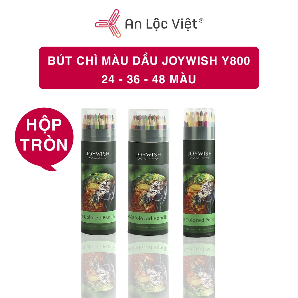 Bút Chì Màu Dầu - Bộ 24, 36, 48, 72 Màu Joywish Y800, Mẫu Hộp Tròn Sang Trọng