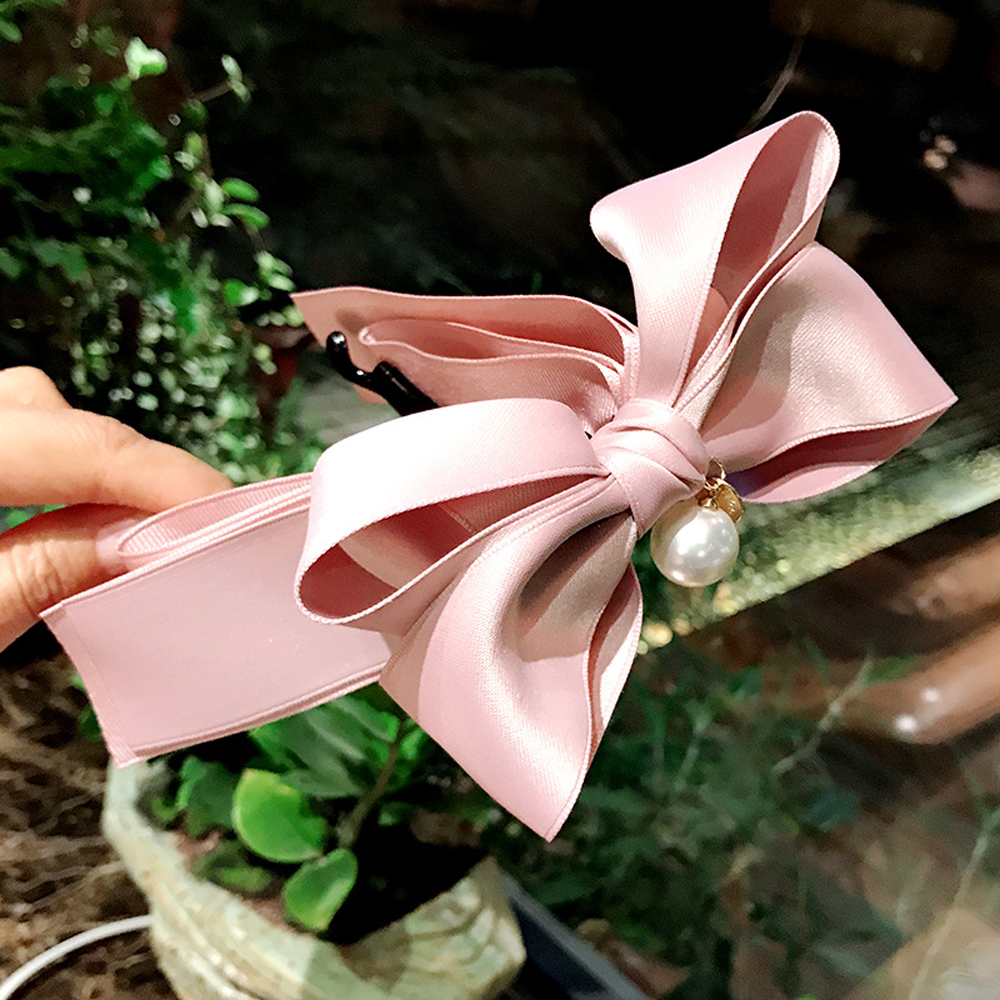 Kẹp Tóc Nơ Đính Ngọc Trai Giả Thời Trang Cho Nữ