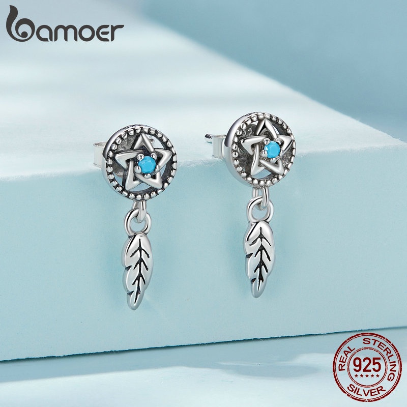 Khuyên tai BAMOER SCE1492 bằng bạc 925 hình dreamcatcher thời trang