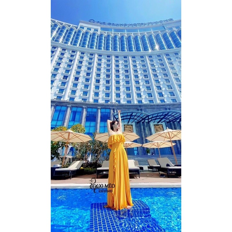 Đầm maxi bẹt vai bèo | BigBuy360 - bigbuy360.vn