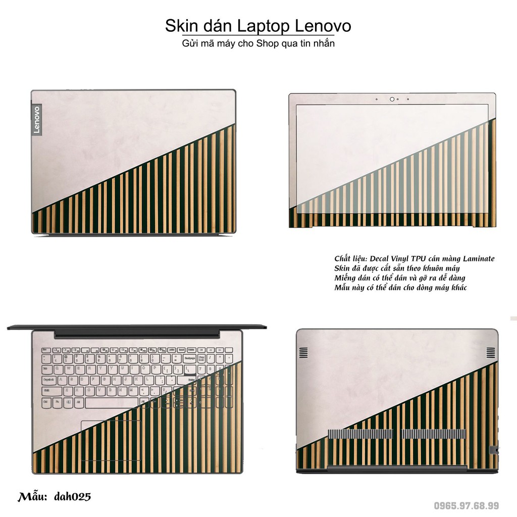 Skin dán Laptop Lenovo in hình đá phối gỗ - dah025 (inbox mã máy cho Shop)