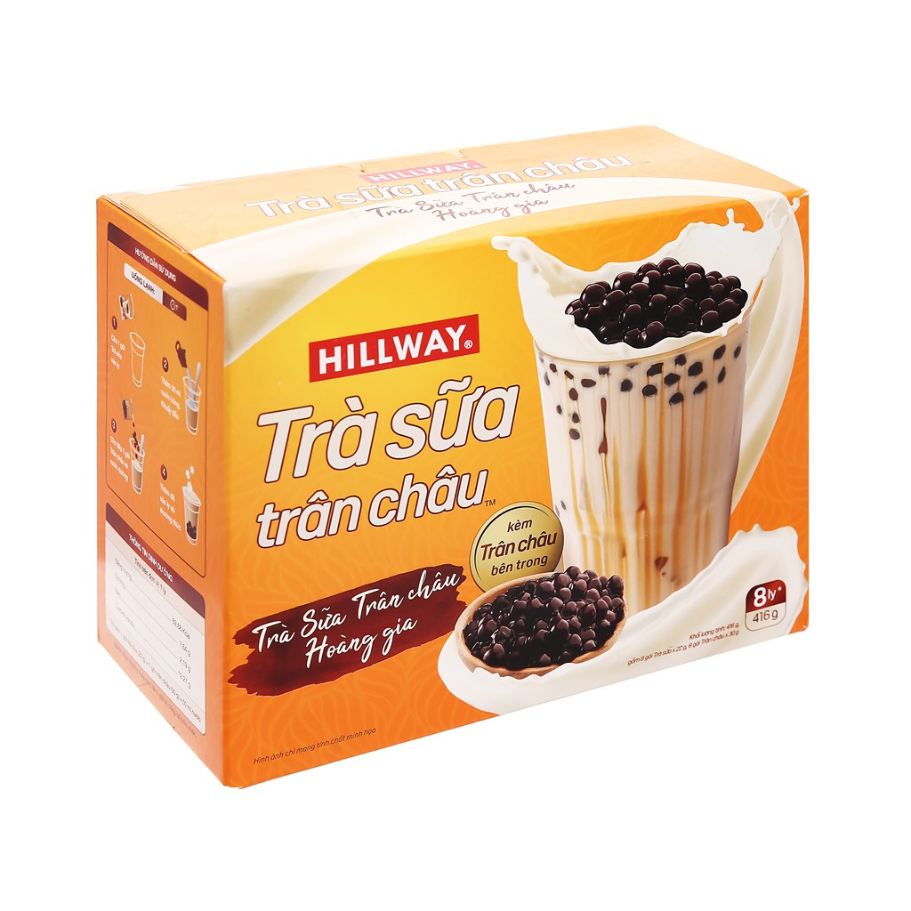 Trà sữa trân châu Hillway hộp 8 gói + Gói trân châu kèm theo