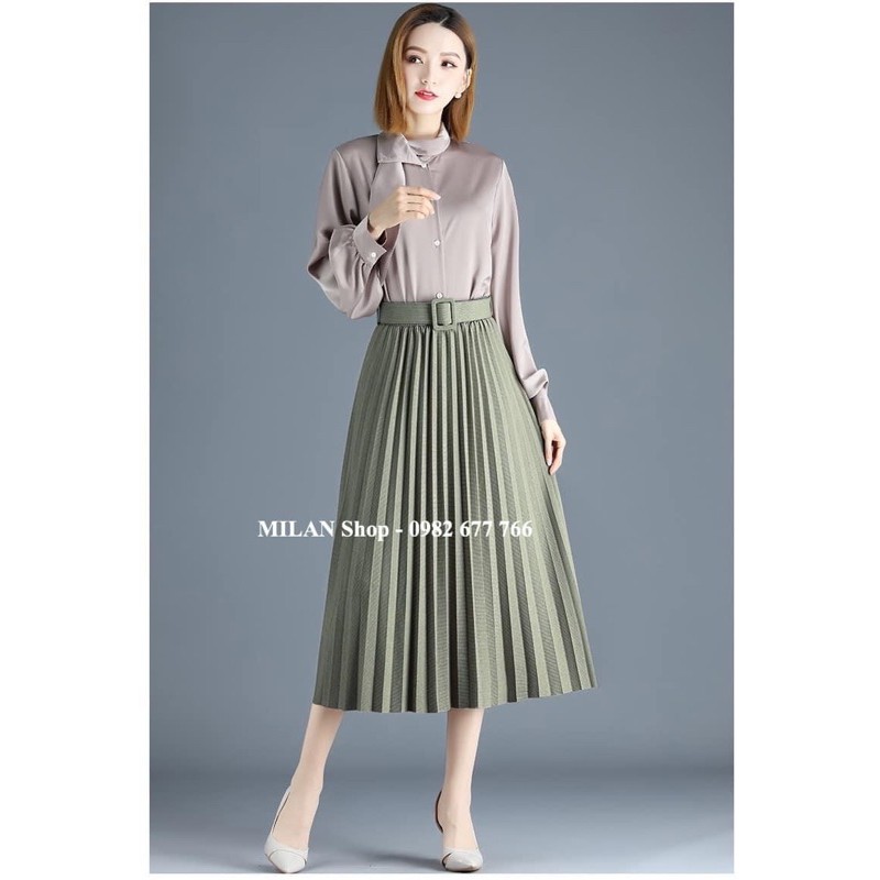 Chân váy xếp ly kèm đai chất mới nhiều màu. | BigBuy360 - bigbuy360.vn