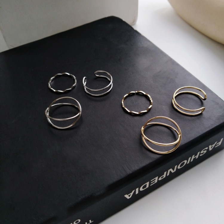 Set 3 chiếc nhẫn thiết kế 2 lớp đơn giản thời trang dành cho nữ