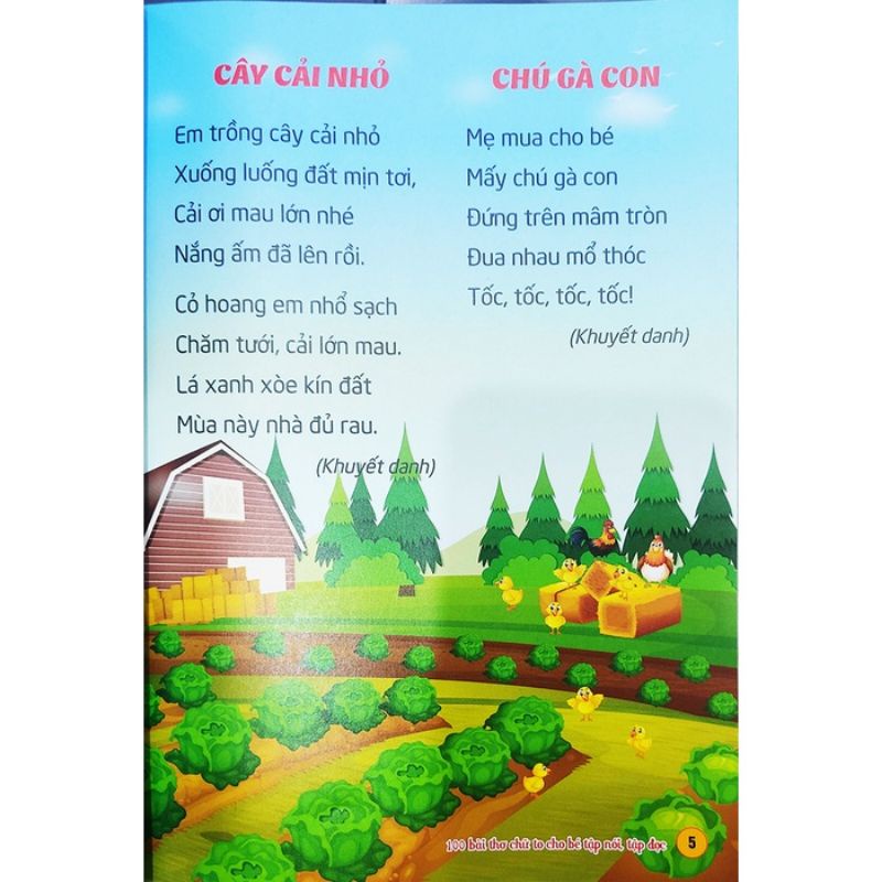 Sách - 100 bài thơ chữ to cho bé tập nói tập đọc