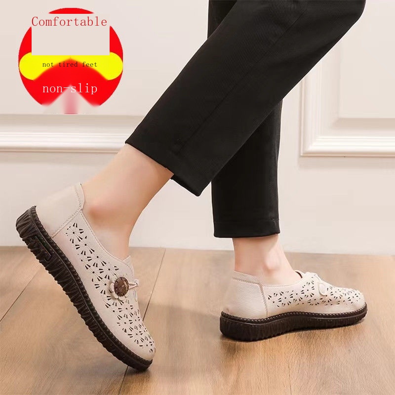 Xăng đan Da Đế Mềm Chống Trượt Thoải Mái Dành Cho Phụ Nữ Trung Niên