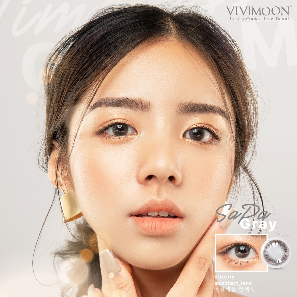 Kính Áp Tròng Màu Xám Sapa Gray 13.4 mm Cho Mắt Thở VIVIMOON