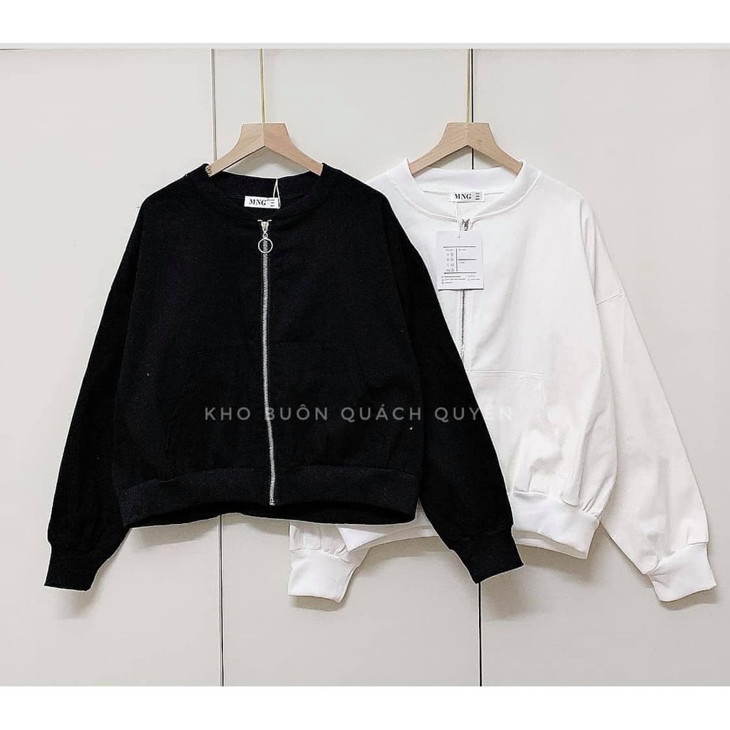 Áo nỉ bomber trơn kéo khóa M1077 | BigBuy360 - bigbuy360.vn