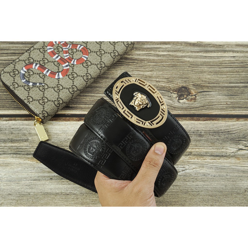 Thắt lưng vs mặt elip - Dây nịt hàng hiệu mầu đen new 2020