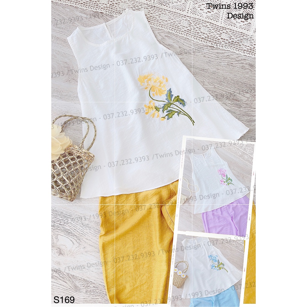 Bộ đũi nữ, bộ đồ nữ TWINS STORE thêu hoa, chất đũi lien siêu mát - S169