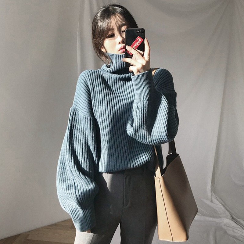 Áo sweater thời trang thiết kế cổ lọ phong cách giản đơn cho nữ | BigBuy360 - bigbuy360.vn