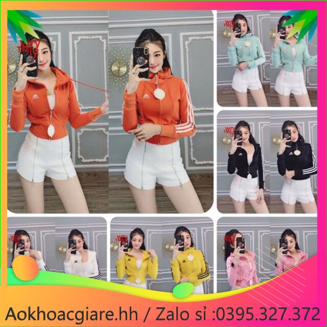 Áo khoác nữ chống nắng thun da cá thêu AADDD 3 sọc tay cực đẹp