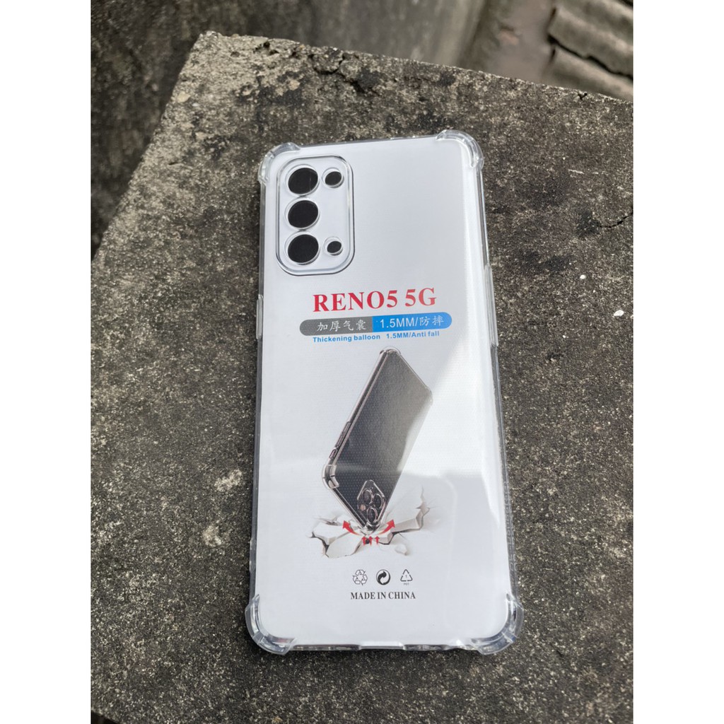 Ốp lưng cho Oppo Reno 5 chống sốc trong suốt có gờ nhô cao 4 góc bảo vệ máy, bảo vệ camera