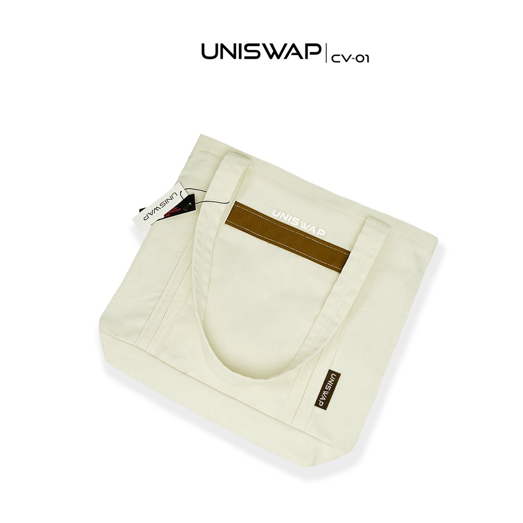 Túi canvas UNISWAP cỡ trung đựng dụng cụ đi học, đi chơi (túi tote)