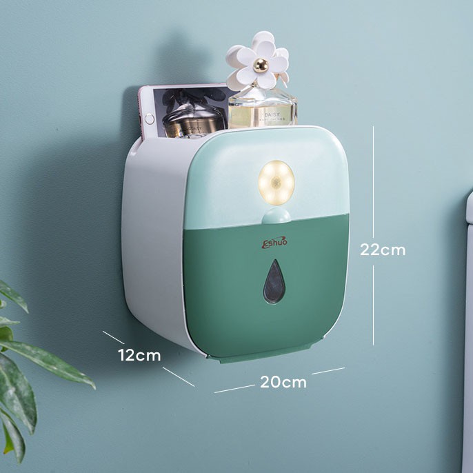 KHAY ĐỰNG GIẤY VỆ SINH 2 NGĂN DÁN TƯỜNG CHỐNG NƯỚC CHO NHÀ TẮM