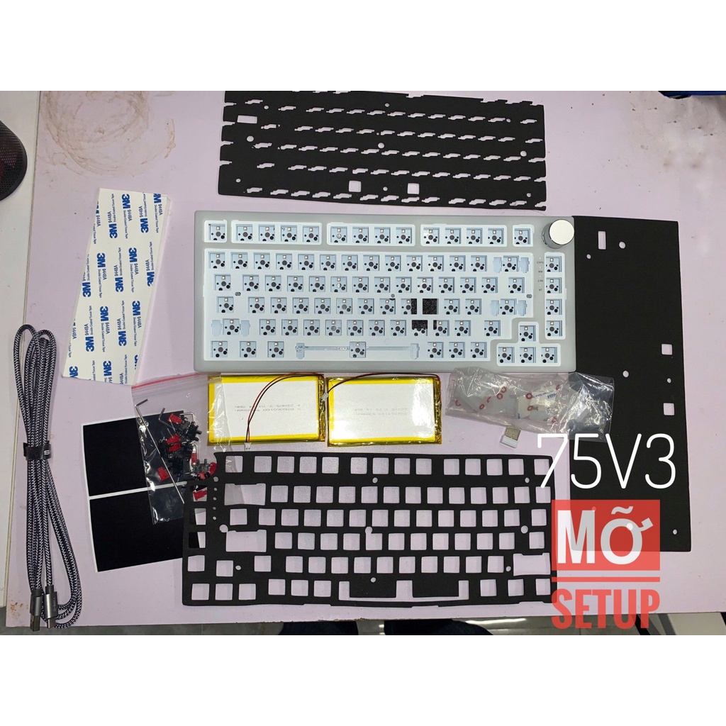 KIT Bàn phím cơ IK75V3 Gasket Mount-75V3 có 3 chế độ kết nối, hotswap dành cho ae - Layout 75 và có núm tinh chỉnh Media