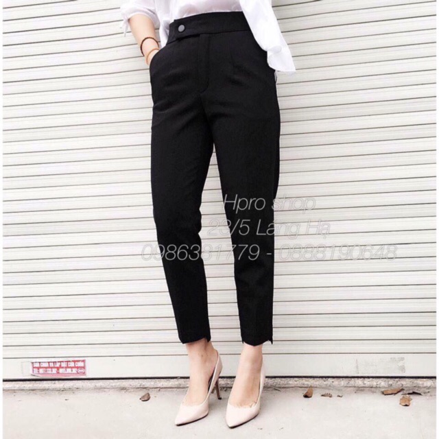 Quần baggy nữ cạp cao , Quần baggy gấu lệch KH218