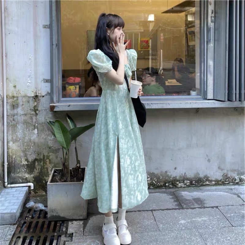Đầm Hoa MAXI Xẻ Tà Ulzzang Họa Tiết Tôn Dáng Siêu Xinh Thời Trang Nữ Dự Tiệc