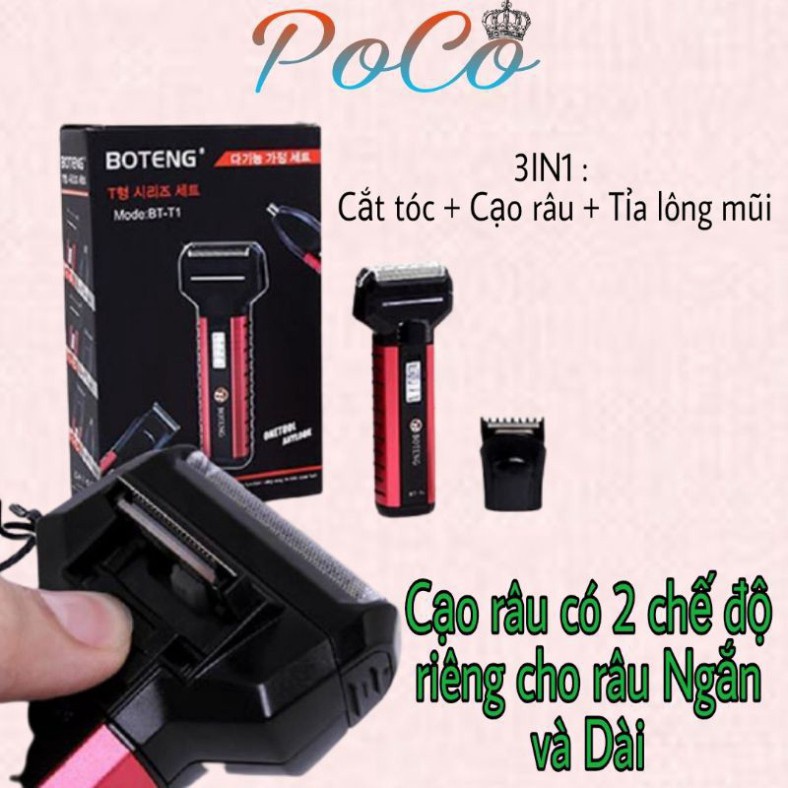 Máy Cạo Râu Sạc Điện 3 Lưỡi Poree PS195 Hàng Xịn Bảo Hành 12 Tháng