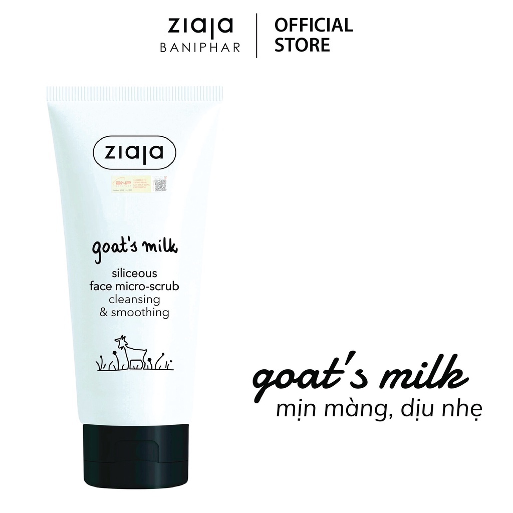 Tẩy tế bào chết Ziaja goat's milk siliceous face micro-scrub chiết xuất từ Sữa Dê 75ml