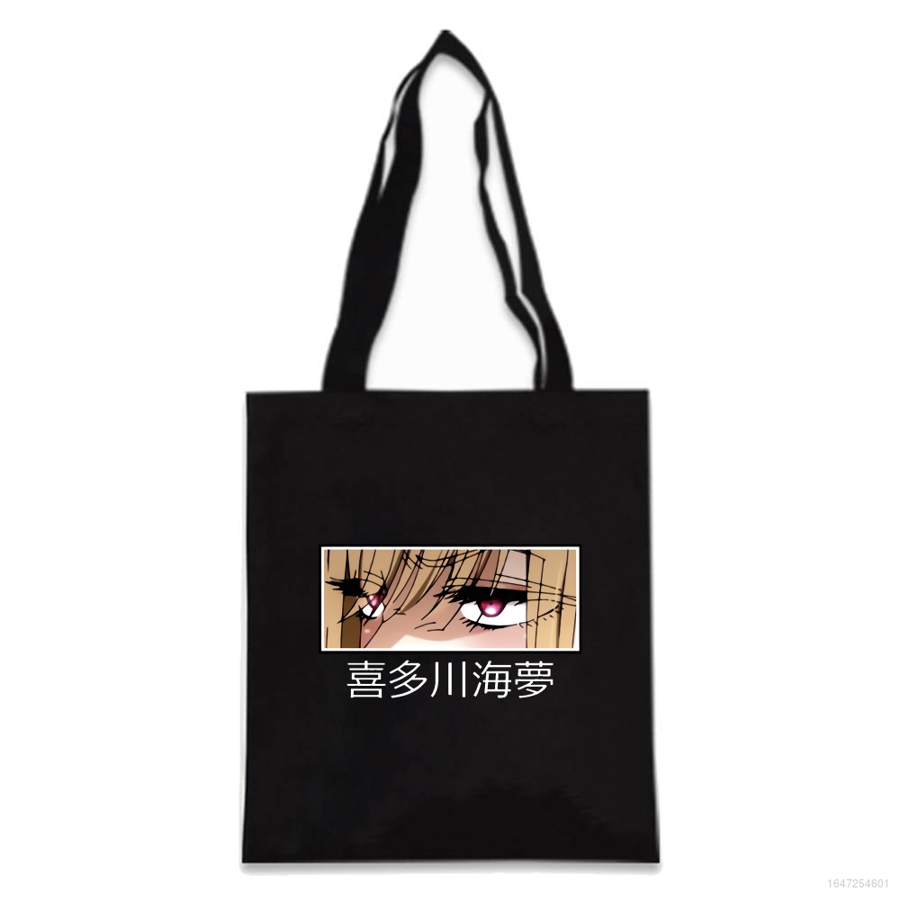 Túi Xách Vải Canvas Cotton In Hình Darling Marin Kitagawa Kanji Màu Trắng Đen Làm Quà Tặng Cho Bạn Gái