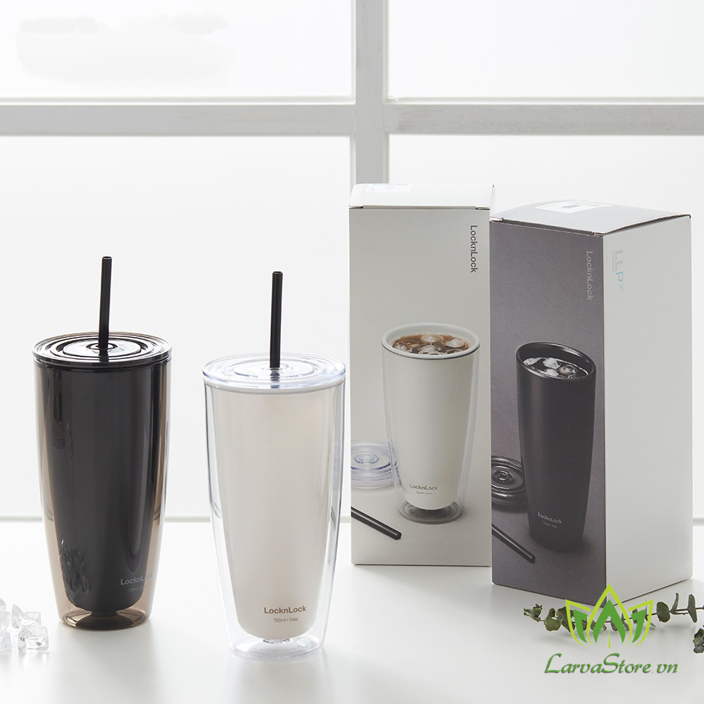 Ly nhựa Lock&Lock 2 lớp kèm ống hút HAP507 750ml