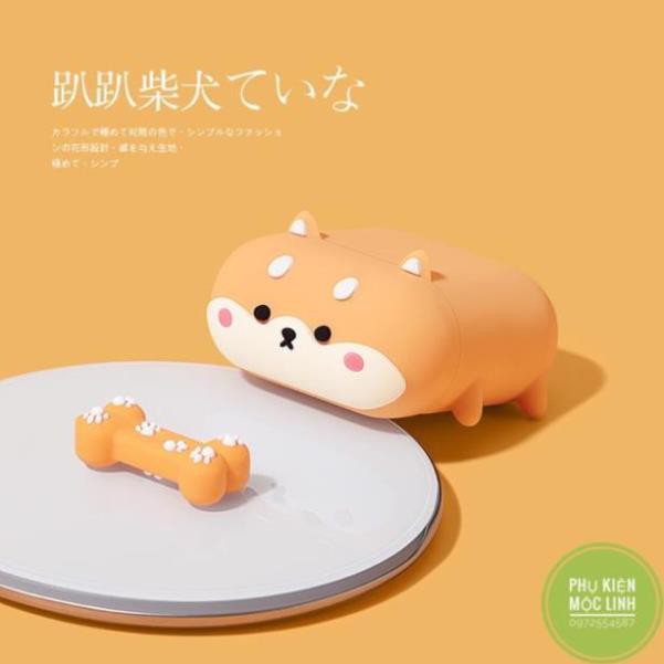 Vỏ Bảo Vệ Bao Đựng Hộp Sạc Tai Nghe, Case Airpods 2/3/1/i7/i9/i12/Pro - Sillicone Chống Bẩn Chó Corgi Husky love.case