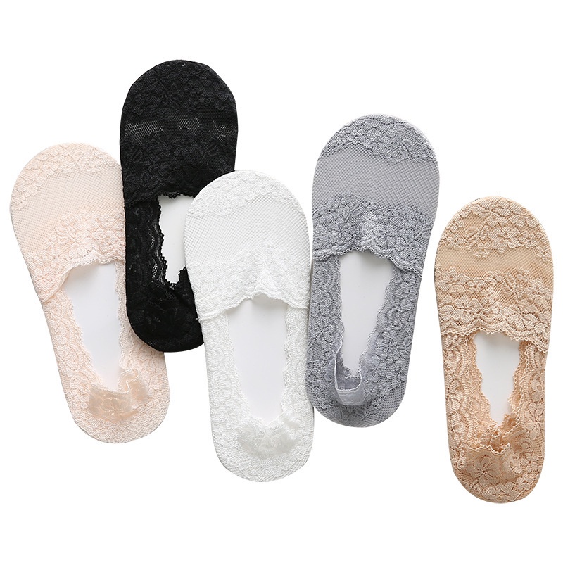 Vớ Ren Ren Chống Trượt Miệng Nông Vô Hình Bằng Silicone Cho Nữ