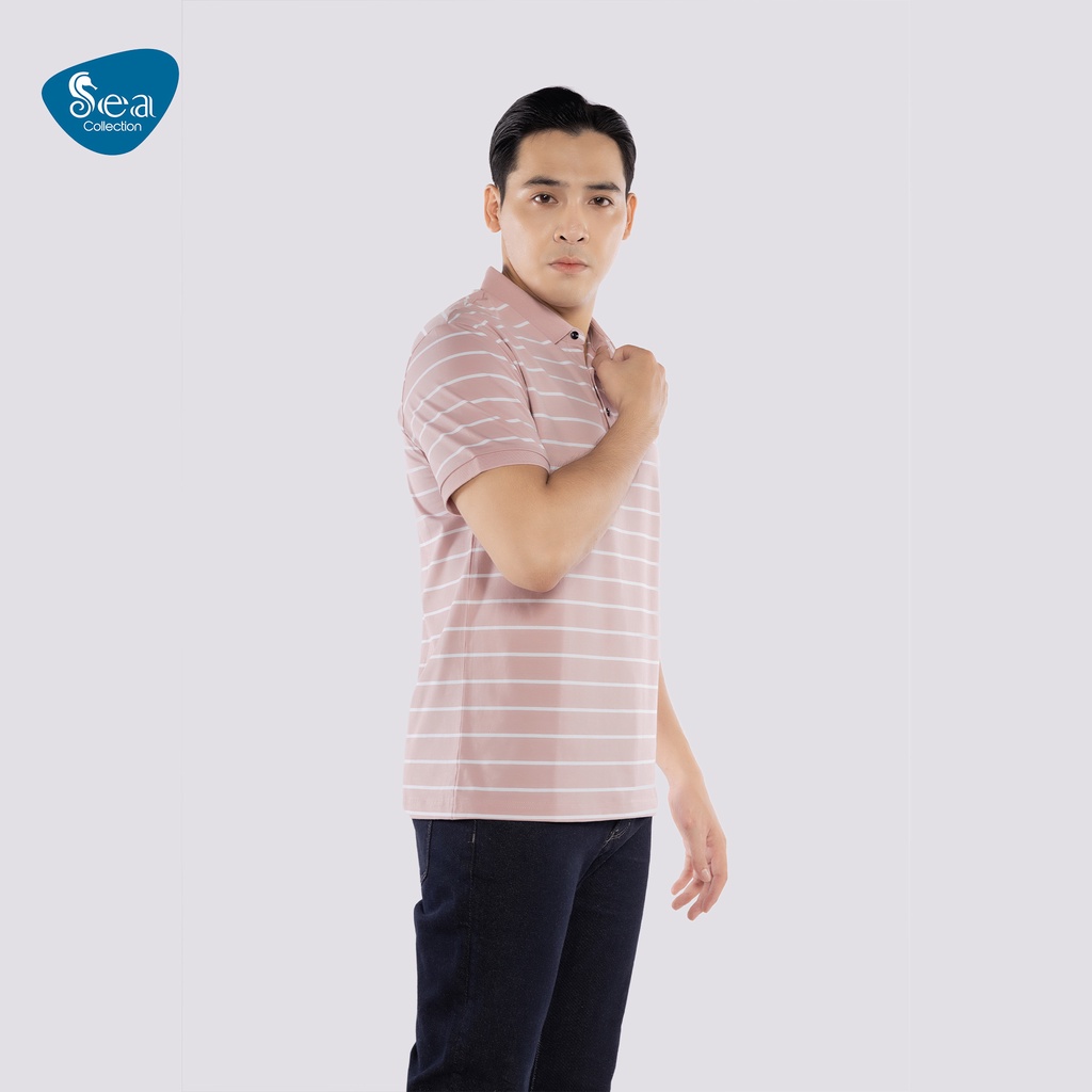 Áo thun polo nam Sea Collection sọc thêu Pros 9025