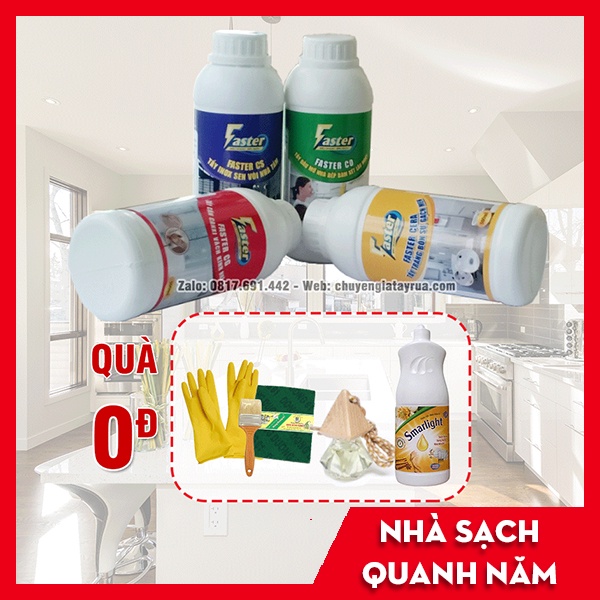 (MUA 1 ĐƯỢC 4) Combo Nước Tẩy Đa Năng Vệ Sinh Nhà Sạch Siêu Mạnh Faster 500ml