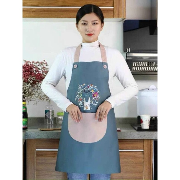 Tạp Dề Hoa Thỏ Có Túi Và Khăn Lau H006-C