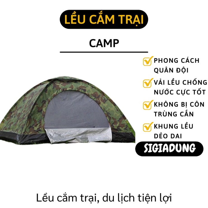 [SGD] Lều Cắm trại - Lều Trại Du Lịch, Vải Chống Nước Cực Tốt, Ngăn Chặn Gió 3732