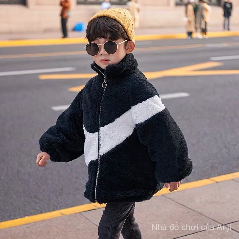 Boys felt jacket, winter sheepskin warm jacket