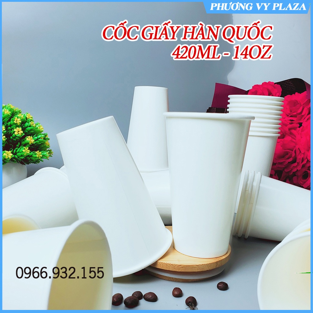 Set 50 cốc giấy trắng trơn đủ size nhỏ