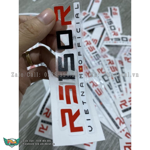 Tem chữ logo RS150R Việt Nam Official 11cm dán được tất cả các màu xe, RS 150R VietNam tách màu nền trong suốt