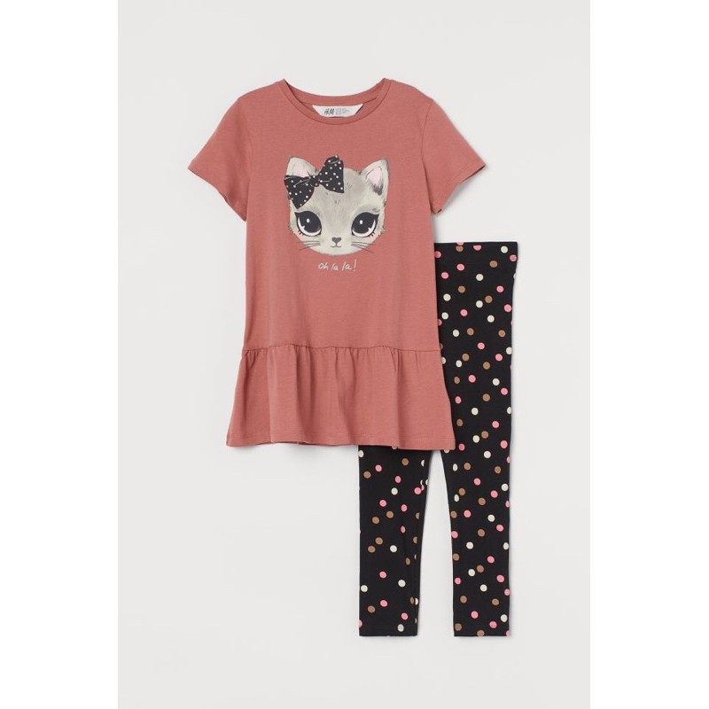 Set bộ cho bé lớn rất xinh hoạ tiết mèo đáng yêu  săn sale US/ Uk sz từ 3-4y đến 7-8y
