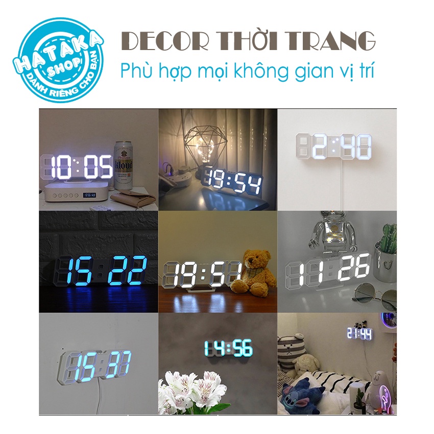 Đồng hồ LED 3D điện tử thông minh treo tường, để bàn có báo thức