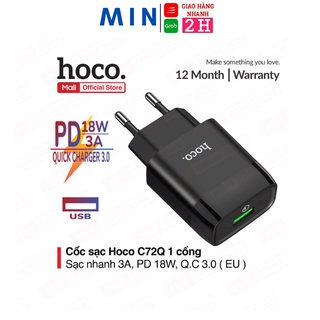 Củ sạc iphone củ sạc nhanh 18w cổng usb dành cho điện thoại iphone ,android c72q hoco chính hãng