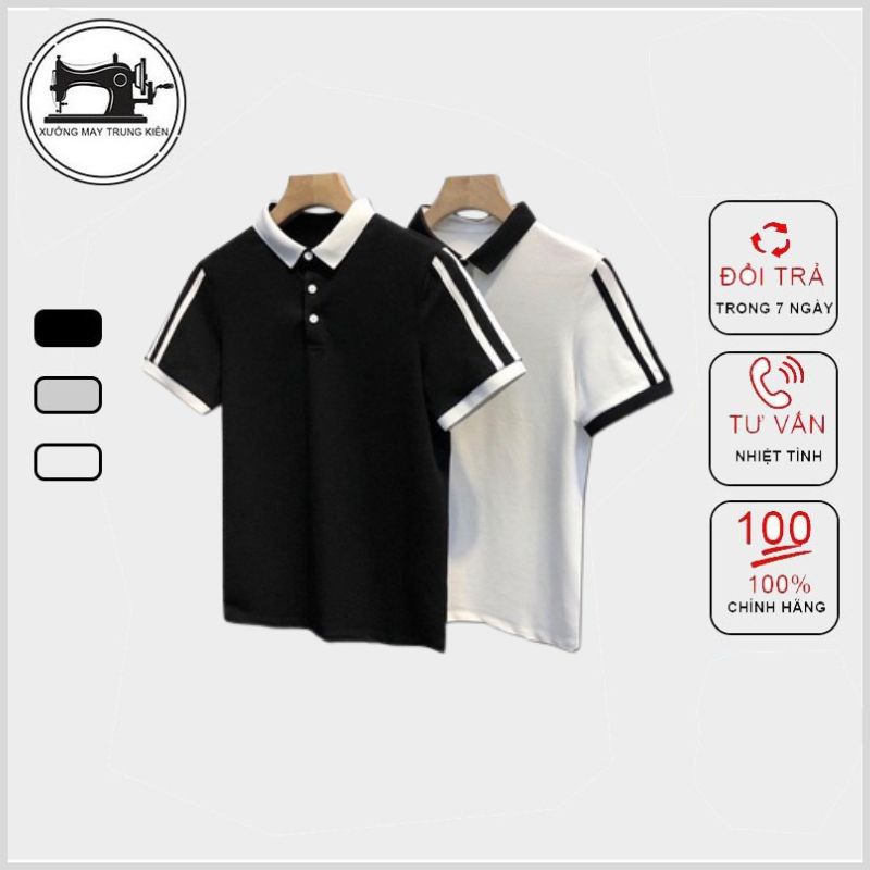 Áo Polo Nam, Áo Phông Cổ Bẻ Basic Viền Đen Trắng Chất Liệu Cotton Cá Sấu Cao Cấp - MÃ AC118